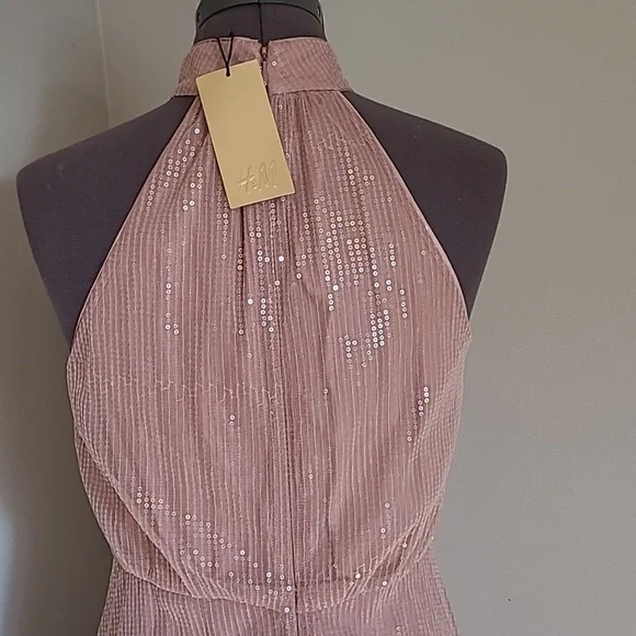SZ6 NWT H&M Sequined Halter Dress - Picture 6 of 12